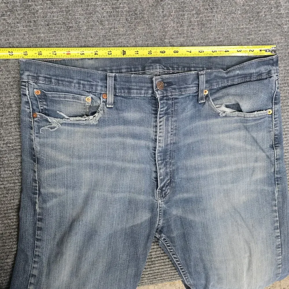 Levis 505 Jeans Mens Tag 40x32 Light Wash Distressed Straight